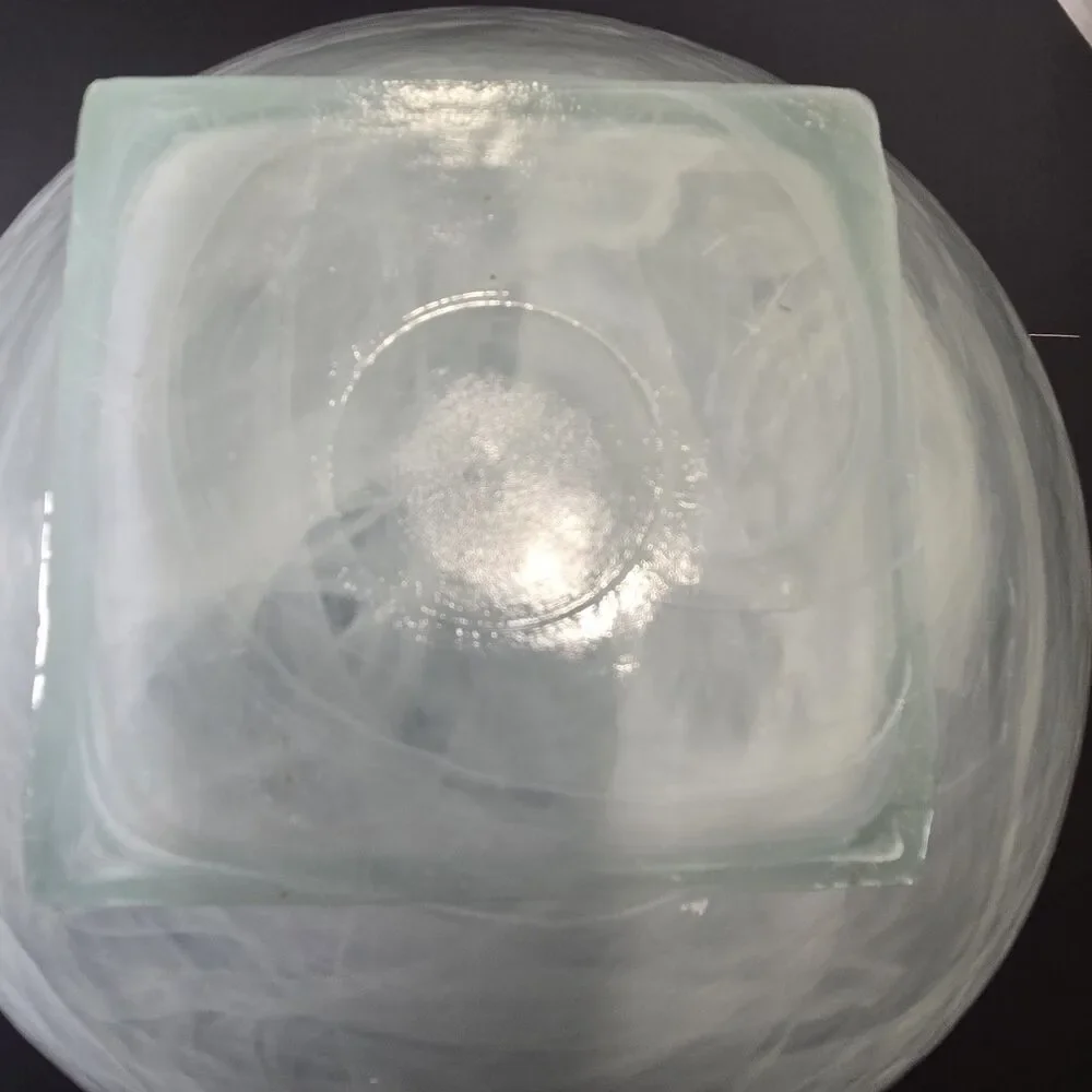 Pier 1 Spain White Alabaster Swirl Glass Handkerchief Bowls Large + Small *EUC